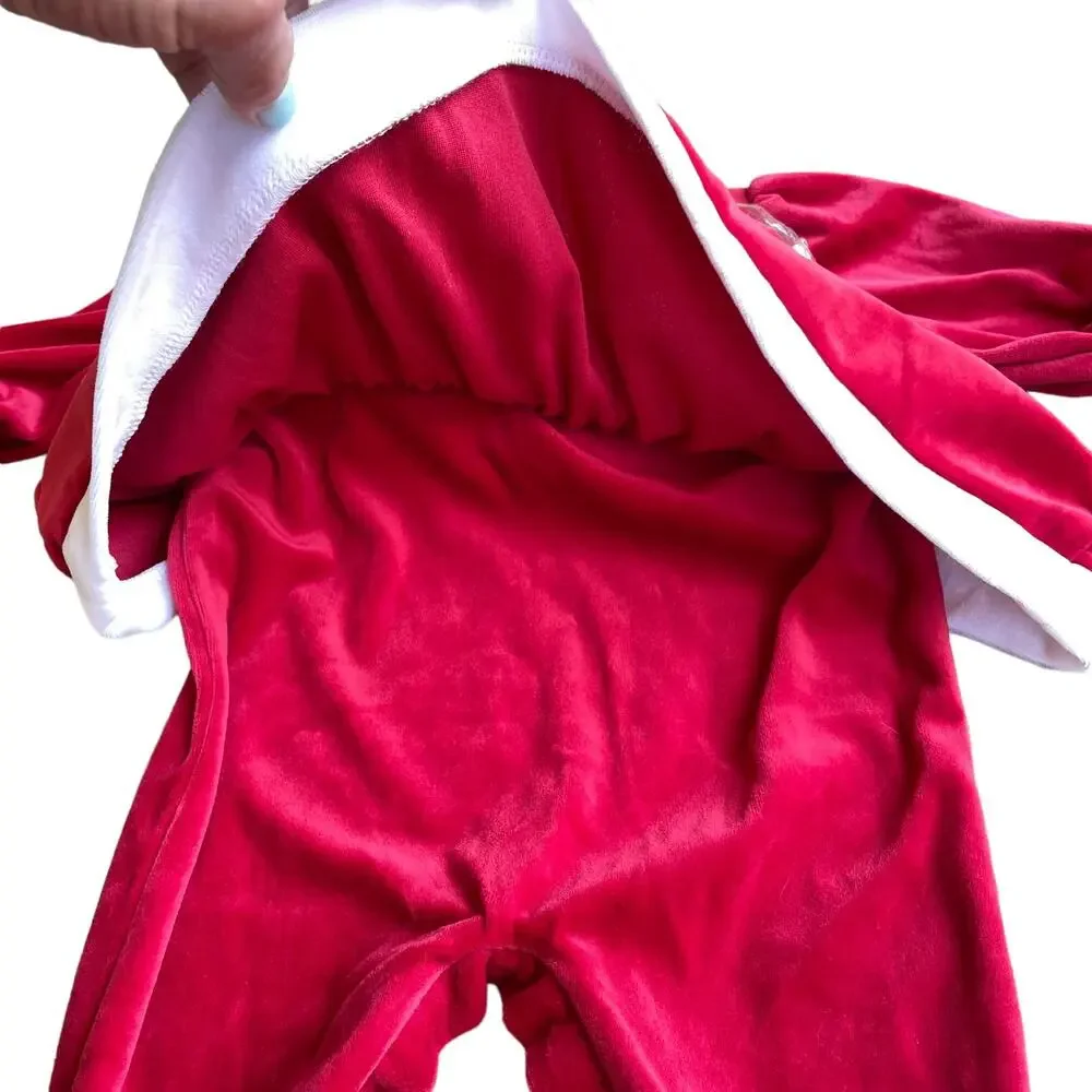Vintage Santa Outfit Baby Girl 3-6 M Christmas Infant Red Coverall Simply Basic